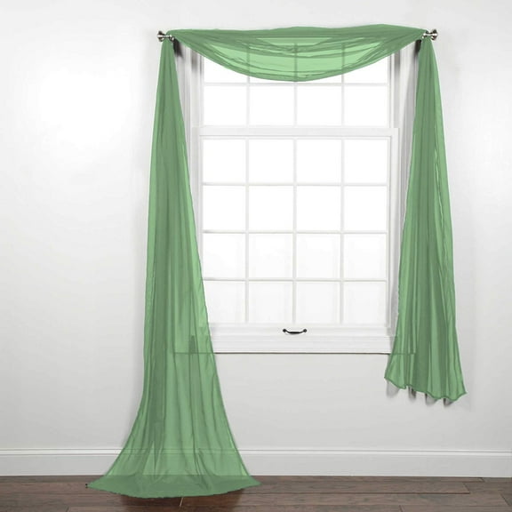 Decotex Modern Sage Green Solid Rod Pocket Sheer Curtains, 37 x 216 in