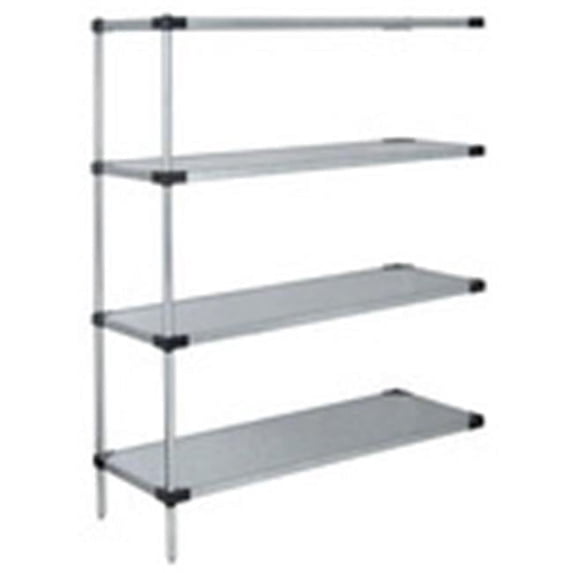 Solid Shelving 4-Shelf Add-On Units, Stainless Steel - 18 x 48 x 86 in.