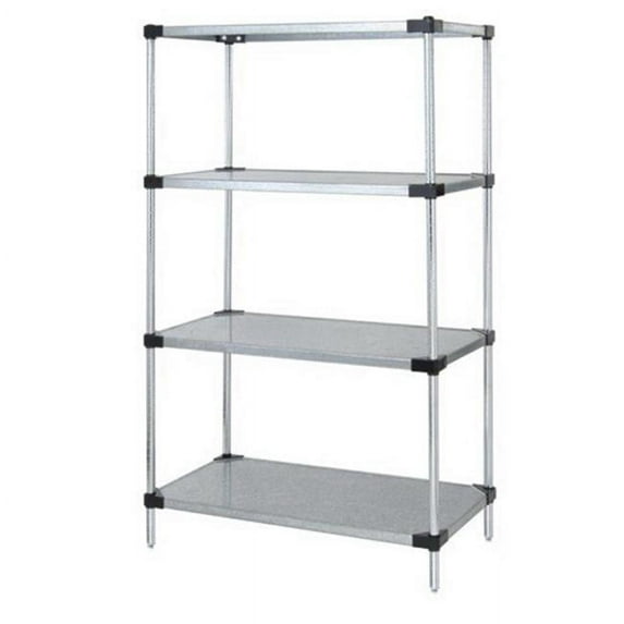 Solid Shelving 4-Shelf Starter Units, 21 x 60 x 74 in. - Galvanized Steel