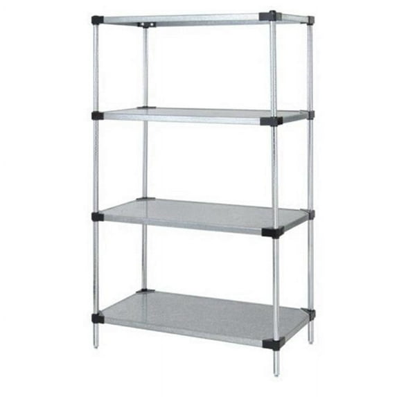 Solid Shelving 4-Shelf Starter Units, 24 x 30 x 74 in. - Galvanized Steel