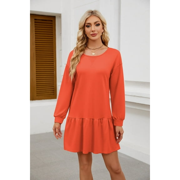 Solid Short Cute Dress (S, CarmineRed)