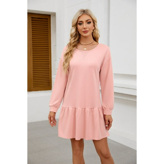 Solid Short Cute Dress (S, Pink)