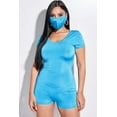 thumbnail image 1 of Solid Short Sleeve Scoop Neck Romper And Face Mask 2 Piece Set L, 1 of 4