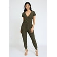 thumbnail image 1 of Solid Short Sleeve Surplice Jogger Jumpsuit | 5 Colors | S-3X, 1 of 29