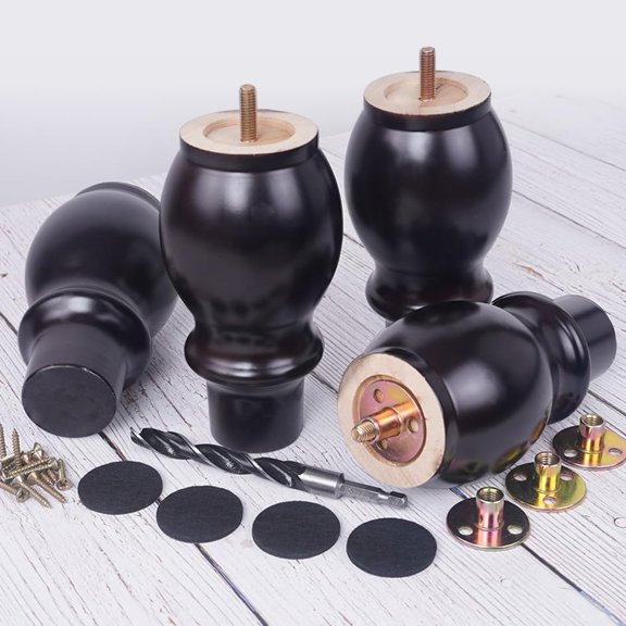 Solid Short Wood Furniture Legs 2 Inch Set of 4 - Brown - Heavy Duty Table Legs, Couch,Sofa Feet Replacement, Wooden Legs for Furniture Risers,Coffee Table,Cabinet,Bed,Dresser,Ottoman