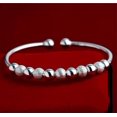 thumbnail image 1 of Solid Silver Cuff Bangle Bracelet With Round Charms Beads Bracelet Silver 925 Jewelry Gift For Women, 1 of 2