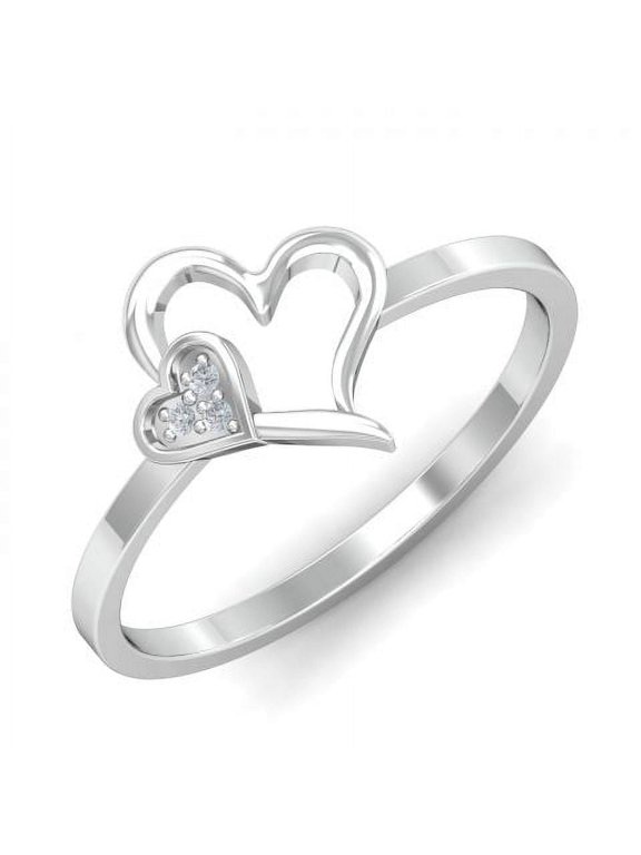 Solid Silver Heart Shaped Ring Moissanite Ring Passionate Love Ring, Gift Ring for Beloved