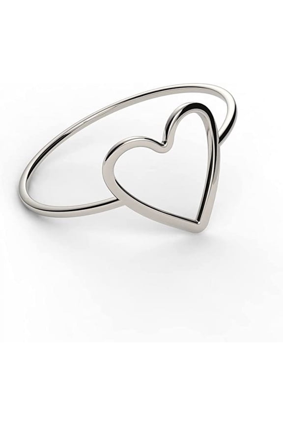 Solid Silver Open Heart Ring - Love Ring - Promise Ring - Minimalist Dainty Stylish Modern Ring (9)