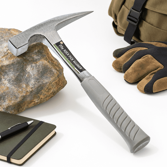 Solid Single Piece Drop Forged Alloy Steel Rock Pick Hammer, 22 Oz