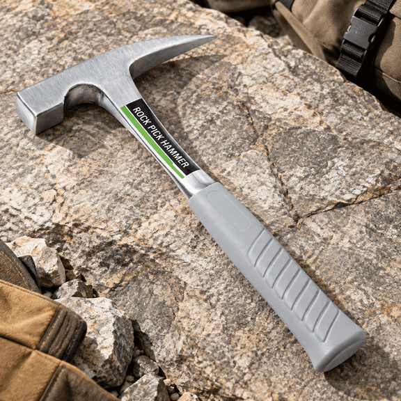 Solid Single Piece Drop Forged Rock Pick Hammer With Tip 22 Oz.