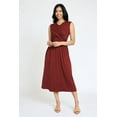 thumbnail image 1 of Solid Sleeveless Cross-Over Bodice Midi Dress | 6 Colors | S-3X, 1 of 16