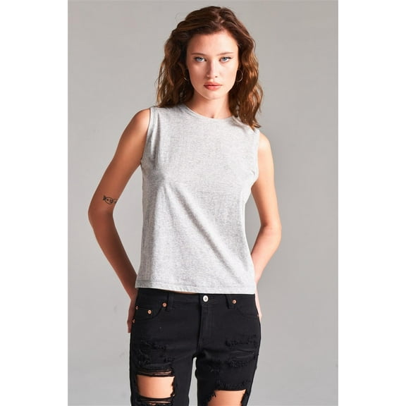 Solid Sleeveless Round Neck Basic Tank Top