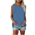 thumbnail image 1 of Solid Sleeveless T-Shirts for Women Round Neck Long Tank Top Casual Loose Fit Basic Going Out Camisole Tops Blouses, 1 of 6