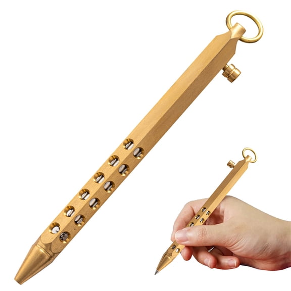 Solid Smooth Brass Hexagonal Pocket Pen With Firm Clip Uniform Ink Flow Writing Tool For Daily Business Office Use, Personal Signature Writing, Desktop Note Taking And Travel Portable Writing