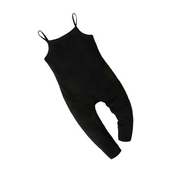 Solid Spaghetti Strap Cami Black Baby Jumpsuits (Baby's)