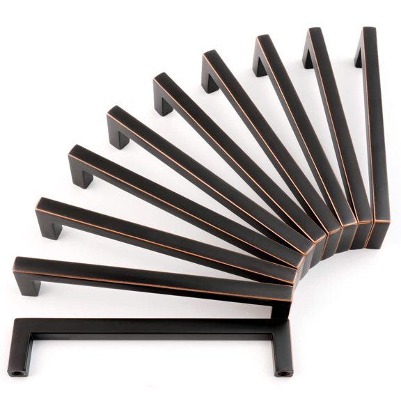 Solid Square Bronze Kitchen Cabinet Handles Oil Rubbed Bronze Cabinet Pulls, 10 Pack 5 Inch Bronze Hardware for Kitchen Cabinets Drawers Dresser Cupboard Bedroom Bathroom