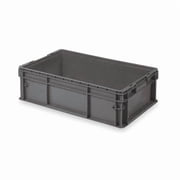 Solid & Stackable Straight Wall Storage Container, 11.4 gal, 32 in L x 15 in W x 7-1/2 in H, Gray