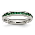 thumbnail image 1 of Solid Stainless Steel 4mm May Green CZ Cubic Zirconia Engagement Ring Size 9, 1 of 7
