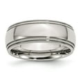 thumbnail image 1 of Solid Stainless Steel Grooved and Beaded 8mm Men's Plain Classic Wedding Band Ring Size 8.5, 1 of 6