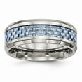 thumbnail image 1 of Solid Stainless Steel Men's Blue Carbon Fiber-Inlay Wedding Band Ring Size 11, 1 of 7