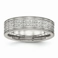 thumbnail image 1 of Solid Stainless Steel Men's CZ Cubic Zirconia Wedding Band Ring Size 10.5, 1 of 8