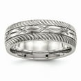 thumbnail image 1 of Solid Stainless Steel Men's Diamond-Cut Wedding Band Ring Size 11, 1 of 7