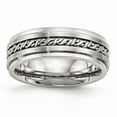 thumbnail image 1 of Solid Stainless Steel Men's Matte Brushed Finish and Braided 7.00mm Wedding Band Ring Size 10, 1 of 7