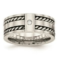 thumbnail image 1 of Solid Stainless Steel Men's Vintage Antiqued and Matte Brushed Finish with CZ Cubic Zirconia Twisted 9.00mm Wedding Band Ring Size 10, 1 of 8