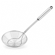 PLERISE 5.4 Inch Solid Stainless Steel Spider Strainer, Kitchen Skimmer Ladle Wire Pasta Spoon for Frying Cooking & Straining
