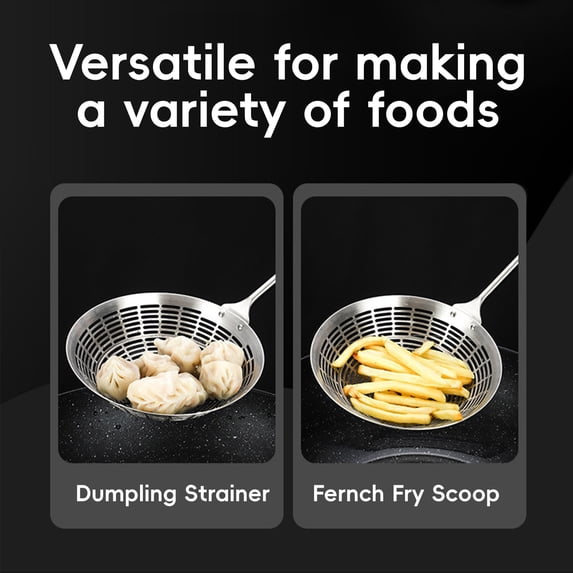 Solid Stainless Steel Spider Strainer Skimmer Ladle for Cooking and Frying,Kitchen Utensils Wire Strainer Pasta Spoon