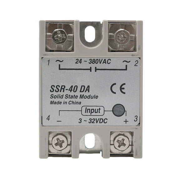 Solid State Relay Module 3-32V DC to 24-380V AC 40A for SSR-40DA Industrial Control Panel Automation High Reliability Bolt Fixing(SSR-40DA)
