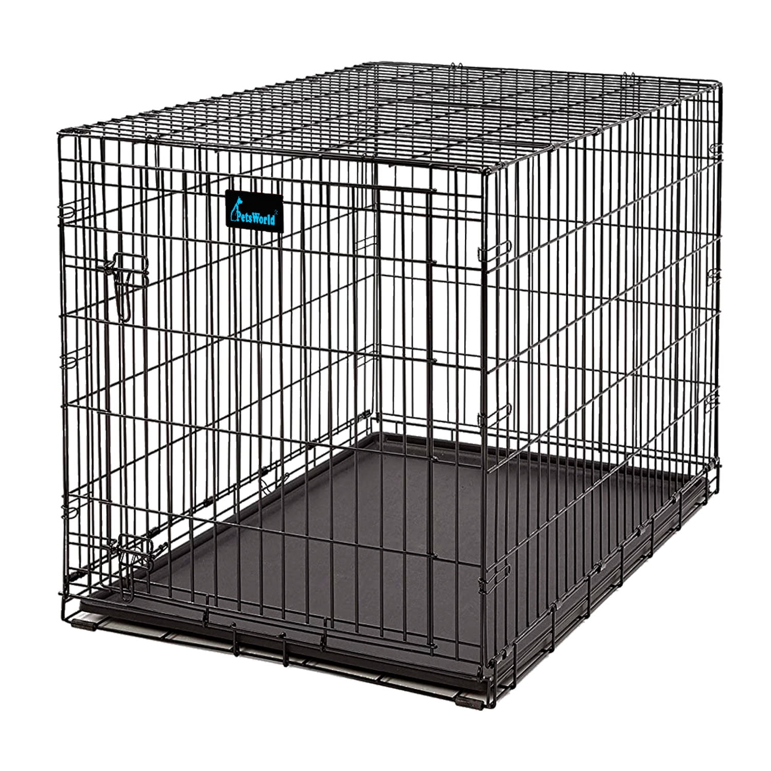 View of Solid-Steel Dog Crate| Heavy Duty, Foldable, Easy to Assemble, Floor ...