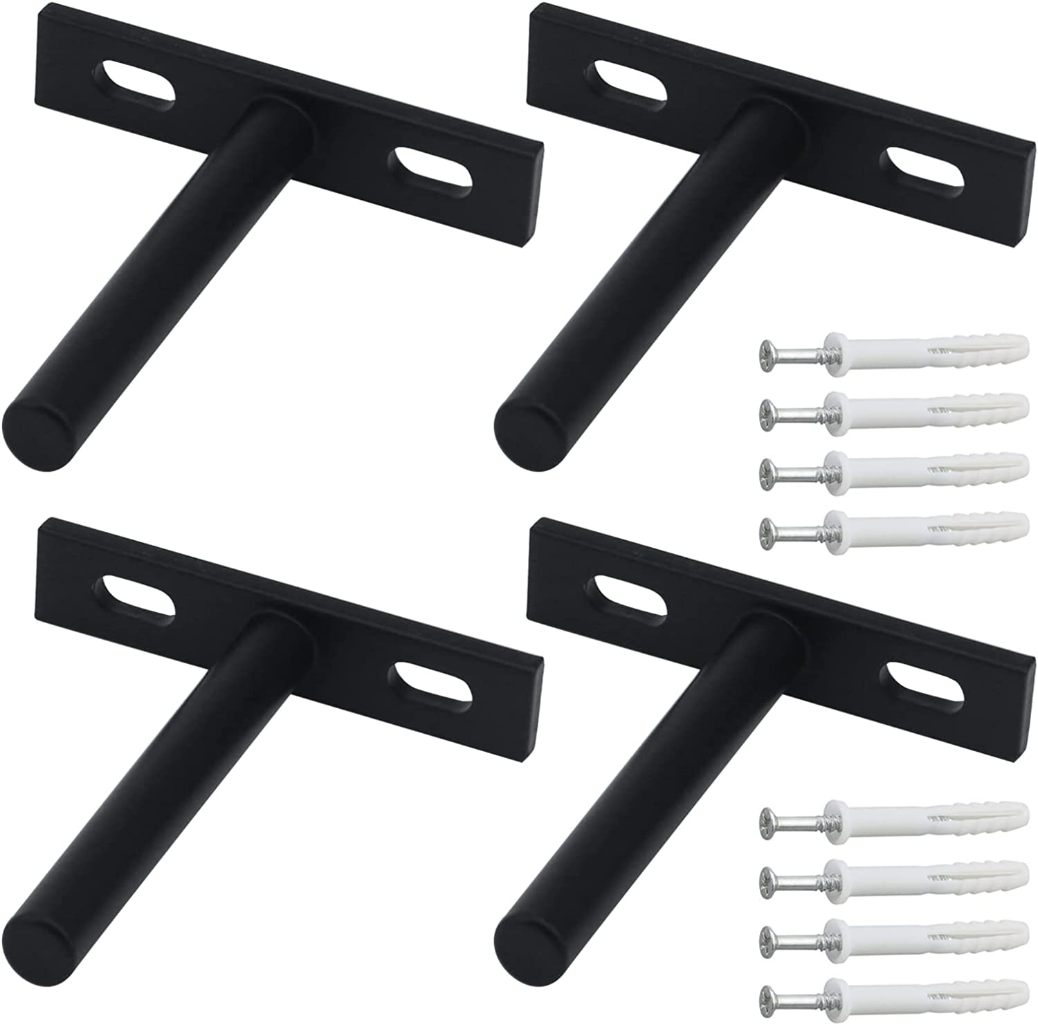 Solid Steel Matte Black Floating Shelf Brackets Rustproof Blind Shelf