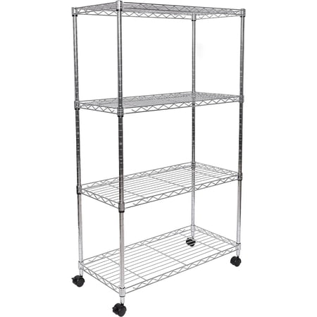 Solid Steel Wire Shelving Storage Unit Adjustable Shelves Organizer Rack, for Home, Kitchen, Office, Garage, Bedroom, Closet, Steel, 4-Tier, 30" W x 14" D
