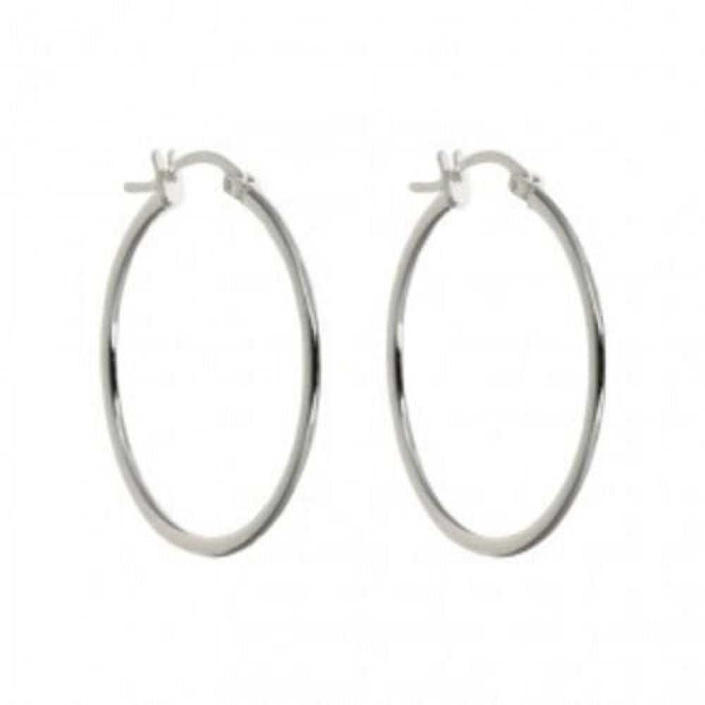 BEDAZZLEDBIJOU Solid Sterling Silver 1" Round Endless Hoop Earrings .925 Stamped