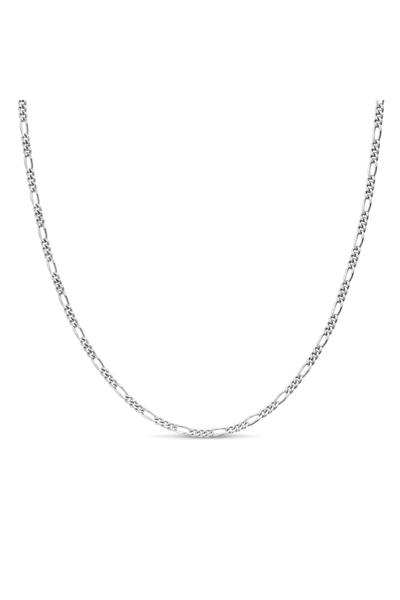 Unisex 925 Sterling Silver Chain Necklace, Figaro Style, 18K Gold Plated, 2mm, 18 Inches