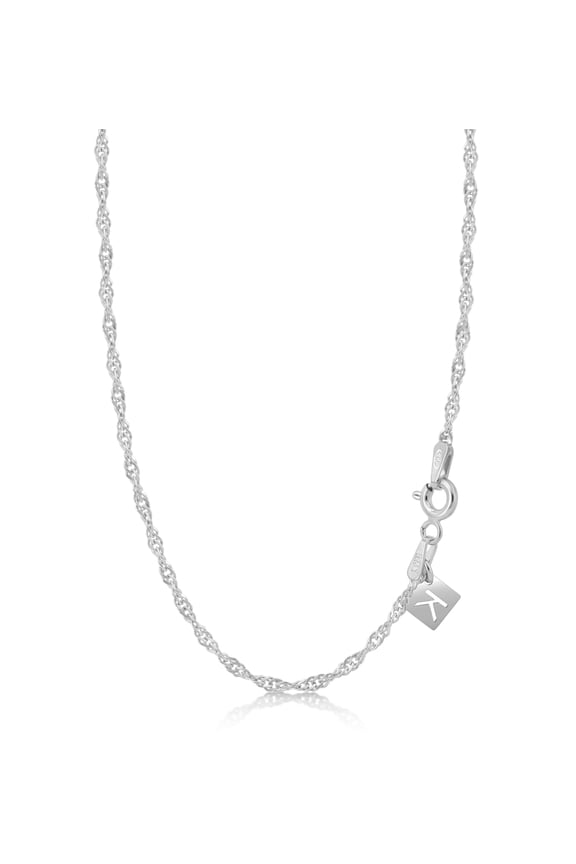 Solid Sterling Silver 2mm Singapore Twisted Curb Link 14" inch Necklace Chain