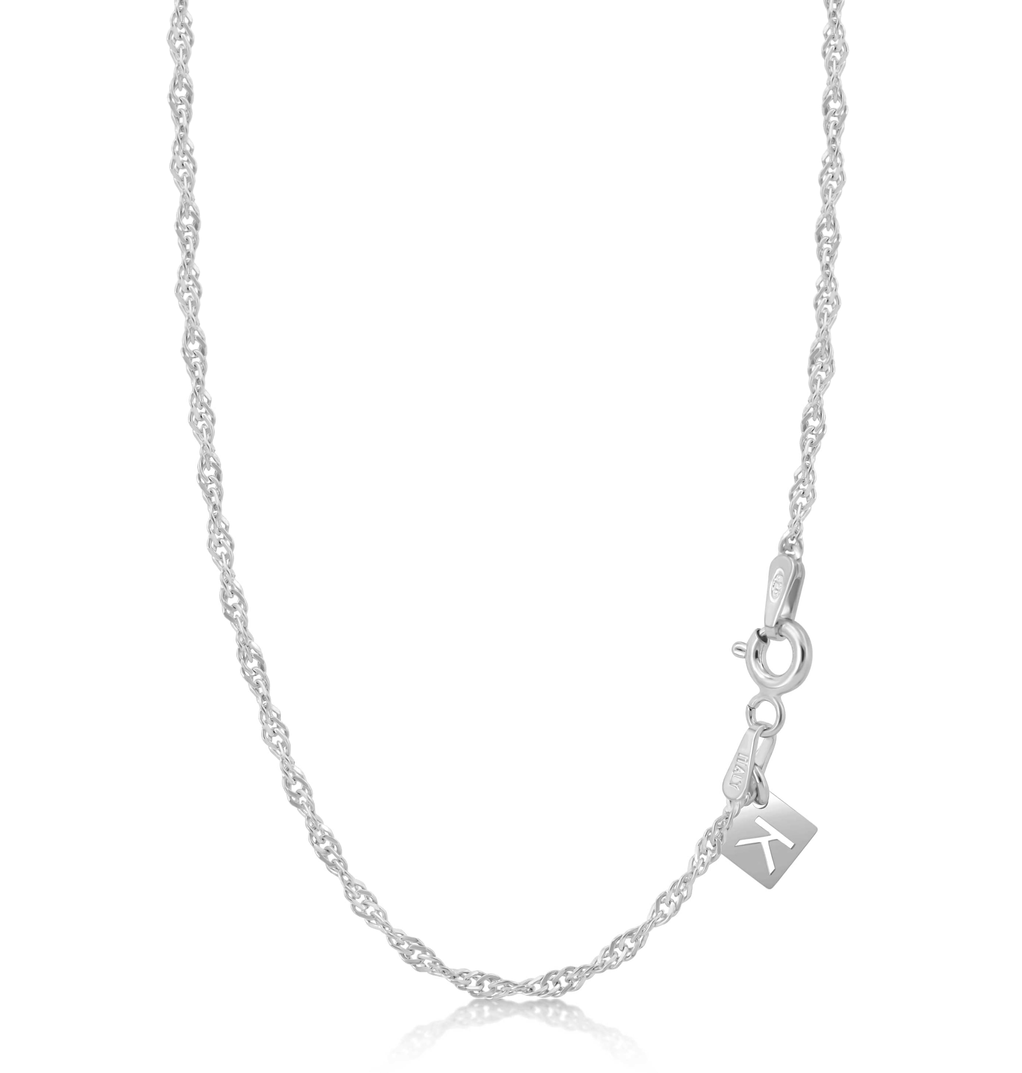 Kezef Solid Sterling Silver 2mm Singapore Twisted Curb Link 36" inch Necklace Chain