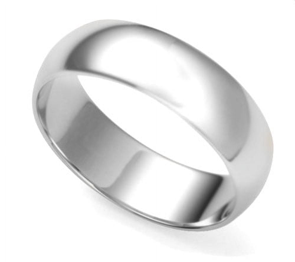 7mm Classic Sterling Silver Plain Wedding Band Ring - .925 Silver, Rhodium Plated, Comfort Fit