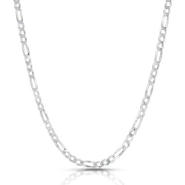 Solid Sterling Silver Figaro Link Diamond-Cut Pave .925 ITProLux Necklace Chains 3MM - 10.5MM, 16" - 30", Silver Chain for Men & Women, Made In Italy, Next Level Jewelry
