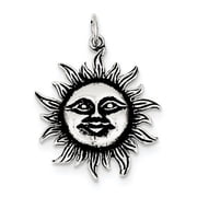 925 Sterling Silver Solid Oxidized Sun Charm 34x24mm Wide Pendant Necklace for Women - 3.0 Grams