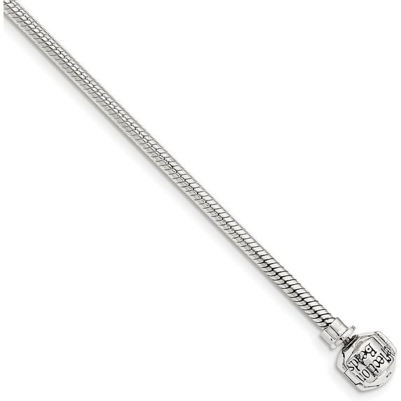 Solid Sterling Silver Reflections Hinged Lock Bead Necklace - 17" Chain