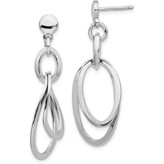 Solid Sterling Silver Rhodium-plated Polished Dangle Earrings - 38.02mm- Made In Italy