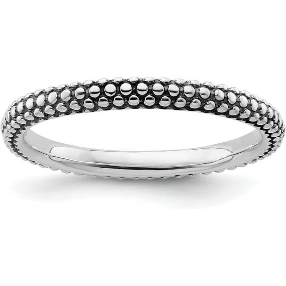 Solid Sterling Silver Stackable Expressions Antiqued Ring - Ring Size 10.0-2.0gm