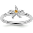 thumbnail image 1 of Solid Sterling Silver Stackable Expressions Citrine Starfish Ring - Ring Size 6.0, 1 of 8