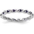 thumbnail image 1 of Solid Sterling Silver Stackable Expressions Created Sapphire Ring - Ring Size 8.0, 1 of 7