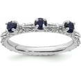 thumbnail image 1 of Solid Sterling Silver Stackable Expressions Created Sapphire Three Stone Ring - Ring Size 5.0, 1 of 8