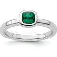 thumbnail image 1 of Solid Sterling Silver Stackable Expressions Cushion Cut Cr. Emerald Ring - Ring Size 9.0, 1 of 8