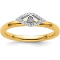 thumbnail image 1 of Solid Sterling Silver Stackable Expressions Evil Eye Diamond Ring - Ring Size 7.0 Natural Diamonds, 1 of 8