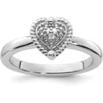thumbnail image 1 of Solid Sterling Silver Stackable Expressions Heart Diamond Ring - Ring Size 8.0-3.24gm, 1 of 8